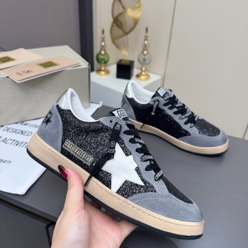 Golden Goose Ballstar black grey white beige silver skate shoe