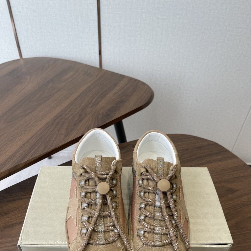 Golden Goose Super Star tan light brown white silver skate shoe