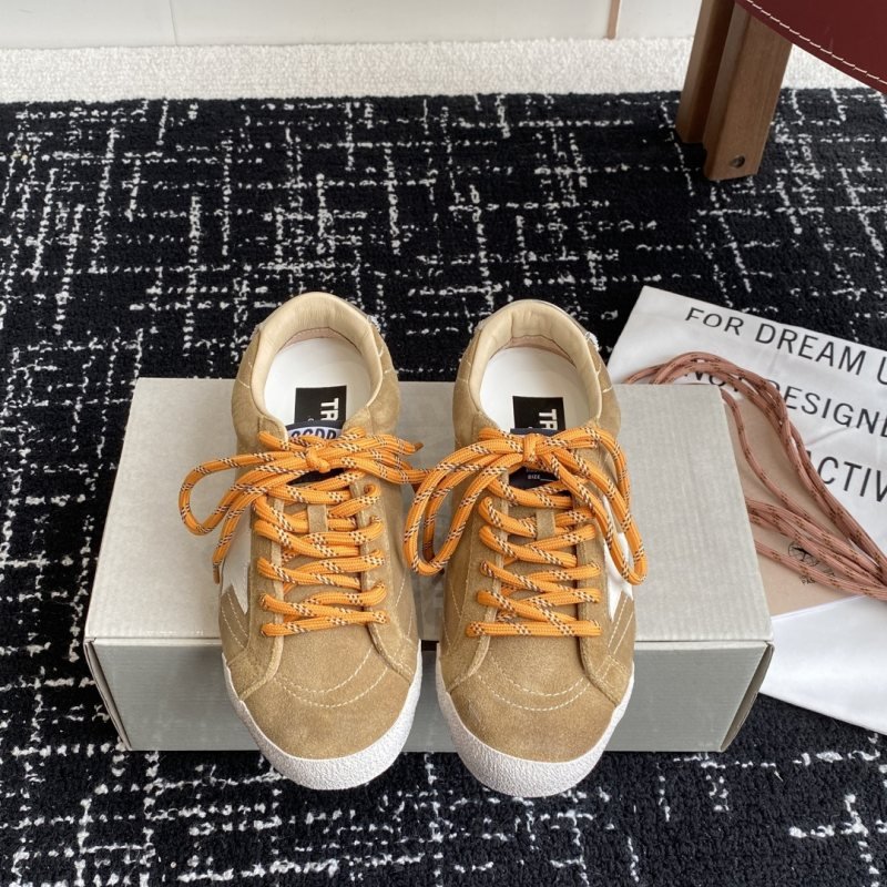 Golden Goose Super Star tan white orange beige skate shoe