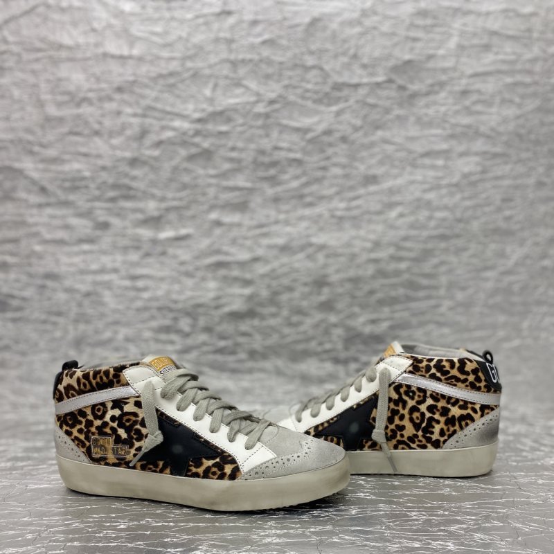 Golden Goose Midstar leopard print white black silver beige skate shoe