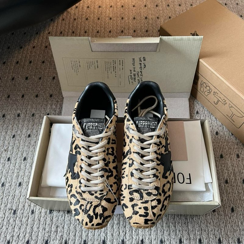 Golden Goose Marathon beige black brown leopard sneaker
