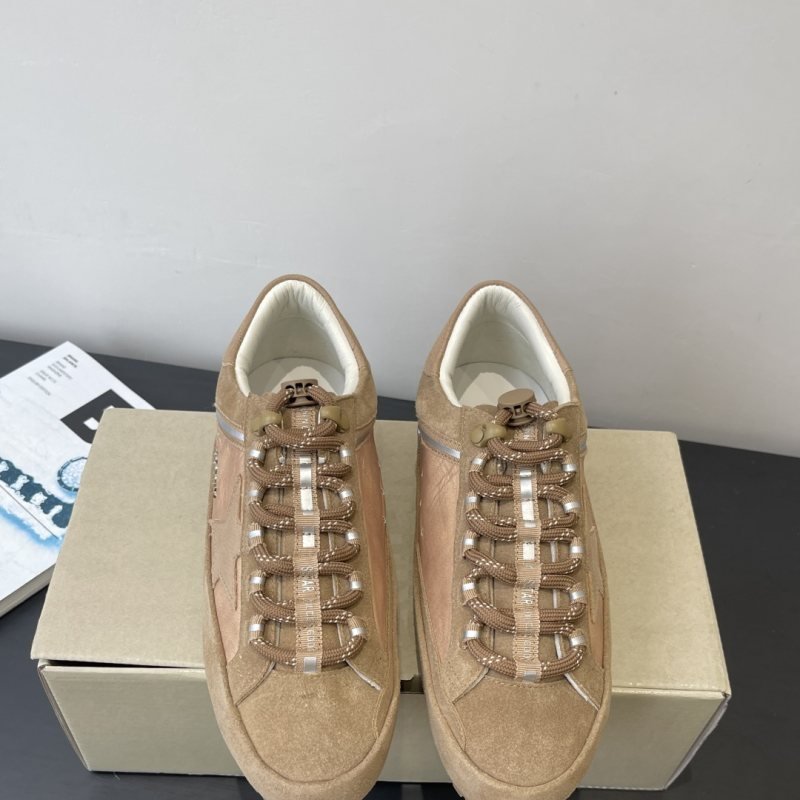 Golden Goose Super Star tan beige silver off white skate shoe