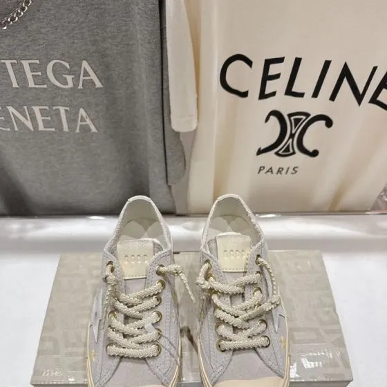Golden Goose V Star light gray cream yellow white skate shoe