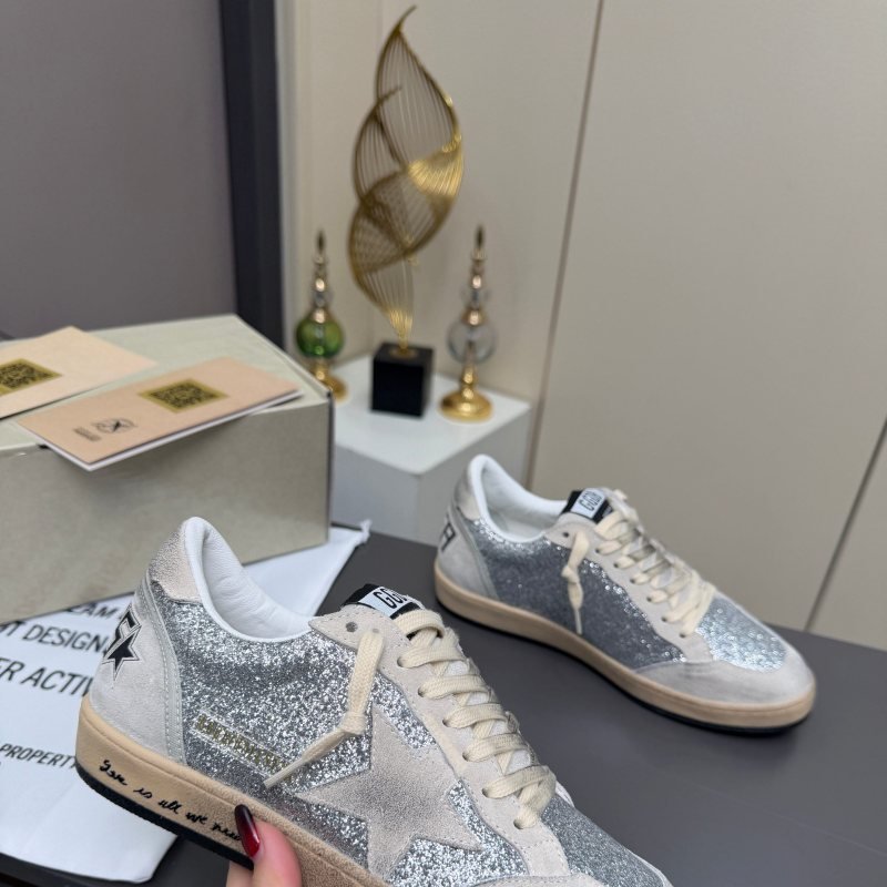 Golden Goose Ball Star silver off white beige black skate shoe