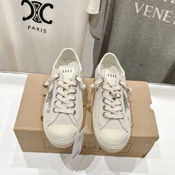Golden Goose V Star off white silver skate shoe