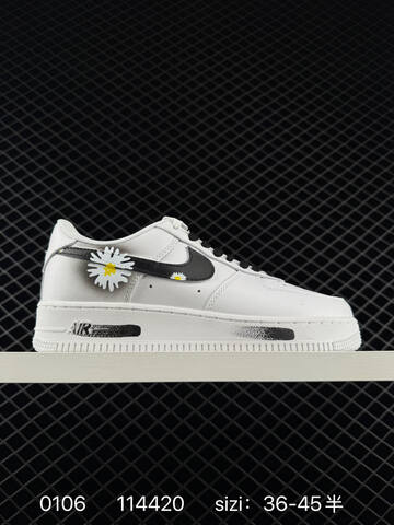 Nike Air Force 1 Low Black White And White Black With Daisy Floral Details EU 36-45 5 Lifestyle - Unisex (BS-73296)