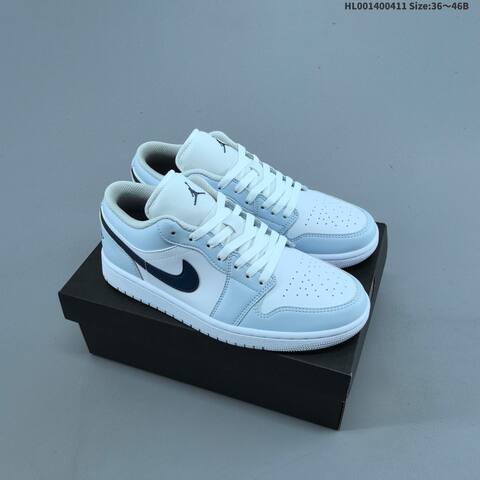 Jordan Air Jordan 1 Low White Light Blue Navy 36 46B Casual - Women's (BS-66244)