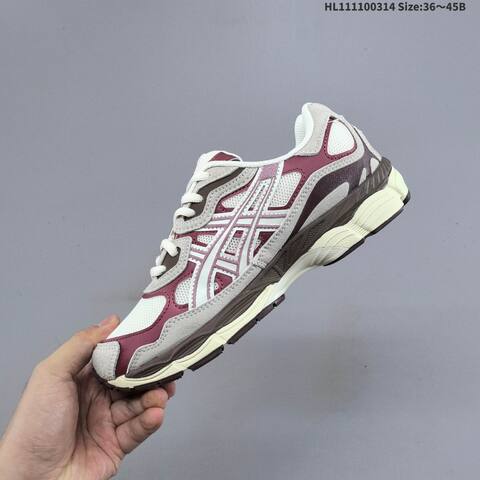 ASICS GEL-NYC 1203A788-100 Cream Burgundy Grey Brown EU 36-45 Running Shoe Running Sneakers - Unisex (BS-68995)