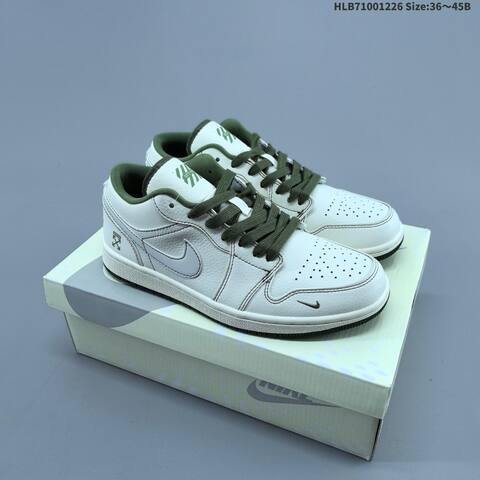 Nike Air Jordan 1 Low White Olive Green EU 36 45 Casual - Unisex (BS-67251)