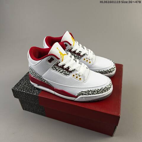 Jordan Air Jordan 3 Retro White Red EU 36-47 Basketball - Unisex (BS-63440)
