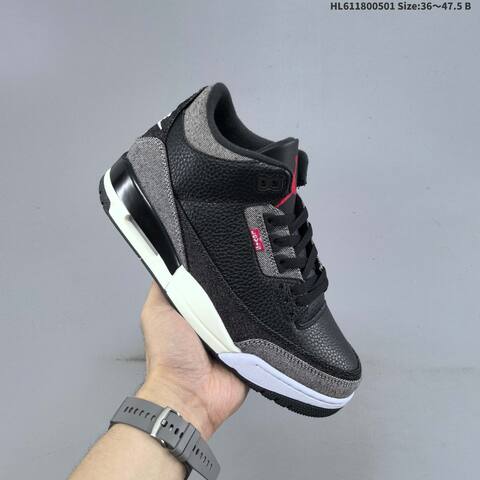 Jordan Air Jordan 3 Retro Black Grey White Red 36-47 5 Basketball - Unisex (BS-66070)