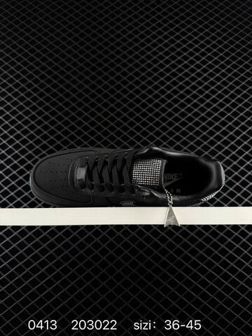 Nike Air Force 1 07 Black With Rhinestone Swoosh Accents EU 36-45 Lifestyle - Unisex (BS-72125)