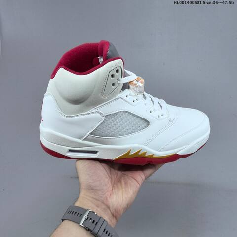 Jordan Air Jordan 5 Retro White Red Gold Grey EU 36-47 5 Basketball - Unisex (BS-66064)