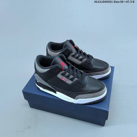 Jordan Air Jordan 3 Retro Black Grey White Red 36-47 5 Basketball - Unisex (BS-66070)