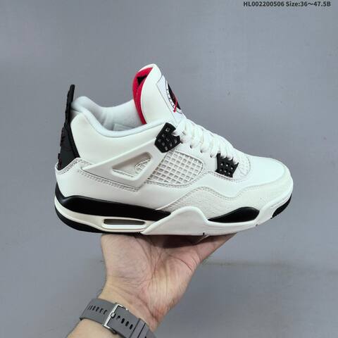 Jordan Air Jordan 4 Retro White Black Red 36 47 5 Basketball - Unisex (BS-66030)
