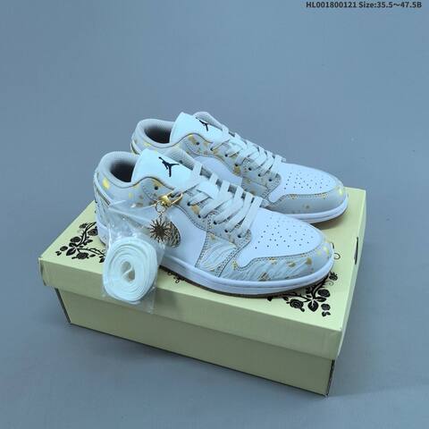 Jordan Air Jordan 1 Low White Light Gray Gold 35 5 47 5 Lifestyle - Unisex (BS-66897)