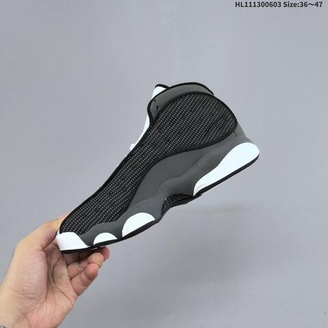 Nike Air Jordan 13 Black White Gray With Green Hologram EU 36-47 Basketball - Unisex (BS-65814)