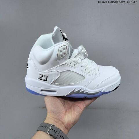 Jordan Air Jordan 5 Retro High White Silver Ice Blue EU 40-47 Basketball - Men's (BS-66057)