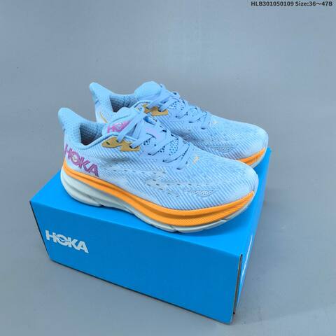 HOKA ONE ONE Clifton 9 Neon Yellow Light Blue White Orange EU 36-47 Running Shoe Running Sneakers - Unisex (BS-69409)