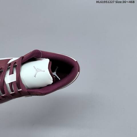 Jordan Air Jordan 1 Low Burgundy And White With Gray Swoosh 36 46 Basketball - Unisex BS-67247