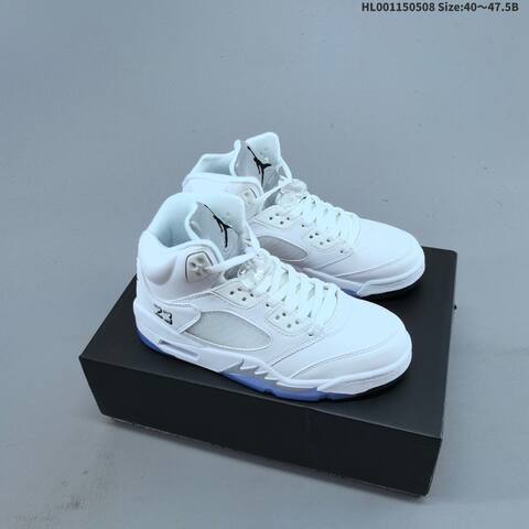 Jordan Air Jordan 5 Retro Metallic White Silver Black Ice Blue EU 40-47 5 Basketball - Men's (BS-66020)