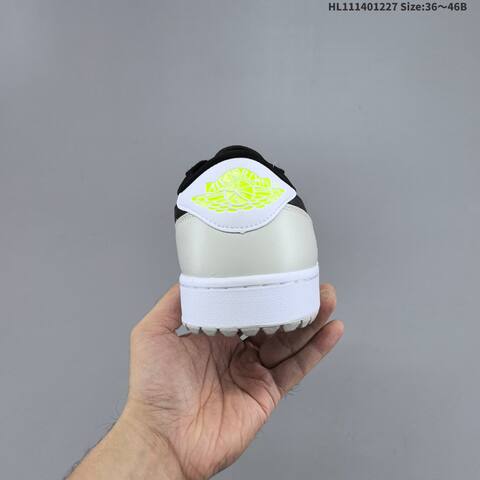 Nike Air Jordan 1 Low Black White With Neon Yellow Accents 36 46B Casual - Women's (BS-67249)