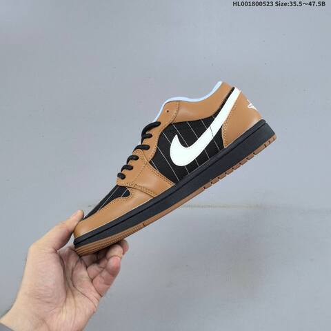 Jordan Air Jordan 1 Low Light British Tan Black White Light Blue 35 5 47 5B Lifestyle - Unisex (BS-65892)