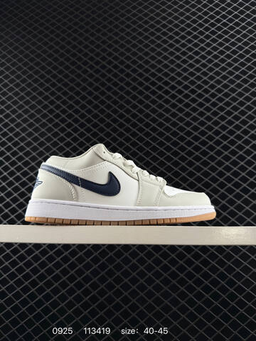 Jordan Air Jordan 1 Low 553558 113 White Light Grey Navy Gum Brown EU 40-45 Sneaker - Men s BS-80639