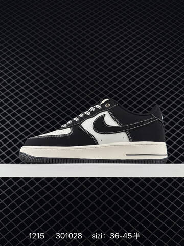 Nike Air Force 1 Low Black White With Orange Accents EU 36-45 5 Casual - Unisex (BS-73691)