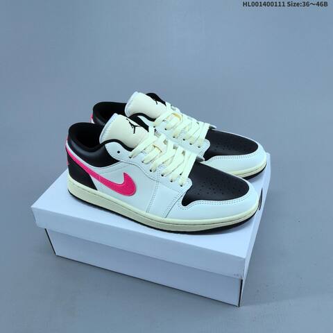 Jordan Air Jordan 1 Low White Black Pink 36 46B Lifestyle - Women's (BS-67007)