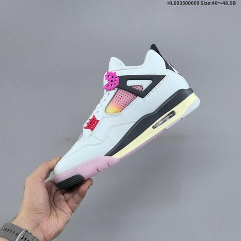Jordan Air Jordan 4 Retro White Black Pink Multicolor 40 48 5 Basketball - Men's (BS-65792)