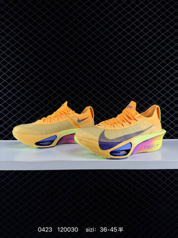 Nike Air Zoom Alphafly Next 3 Laser Orange With Volt Purple Blue Gradient Accents EU 36-45 Half Sizes Available Running - Unisex (BS-71921)