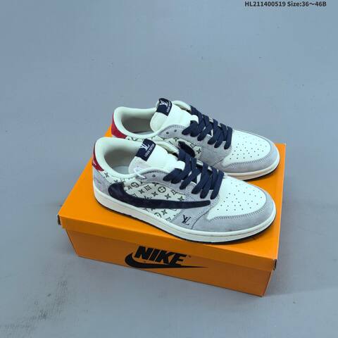 Nike Air Jordan 1 x Travis Scott White Black Teal 36 46B Lifestyle - Women's (BS-65929)