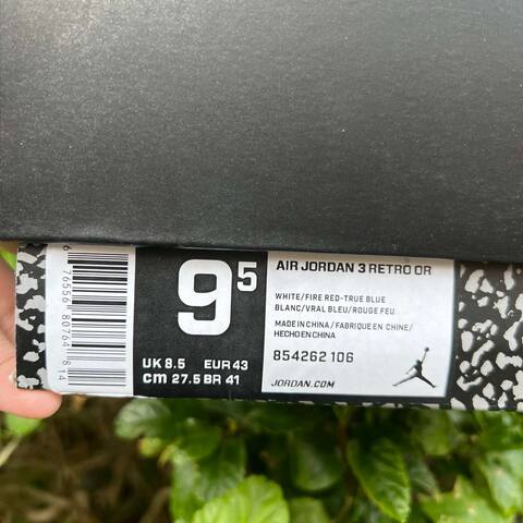 Jordan Air Jordan 3 Retro 854262 106 White Fire Red True Blue Grey US 9 5 UK 8 5 EU 43 Basketball Shoe - Men s BS-87337