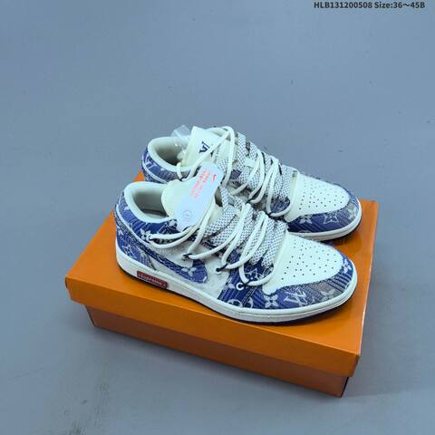 Jordan Air Jordan 1 Low White Navy Blue Black EU 36-45 Casual - Unisex (BS-66007)