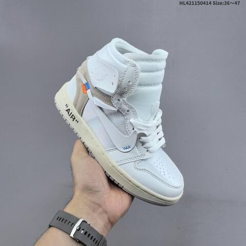 Nike Air Jordan 1 Retro High OG x Off-White White Grey Sail 36 47 Basketball - Unisex BS-66189