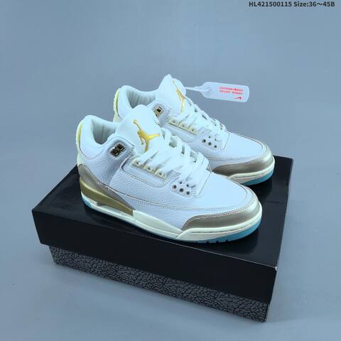 Jordan Air Jordan 3 Retro SE White Metallic Gold Icy Blue EU 36-45 Basketball - Unisex (BS-66967)