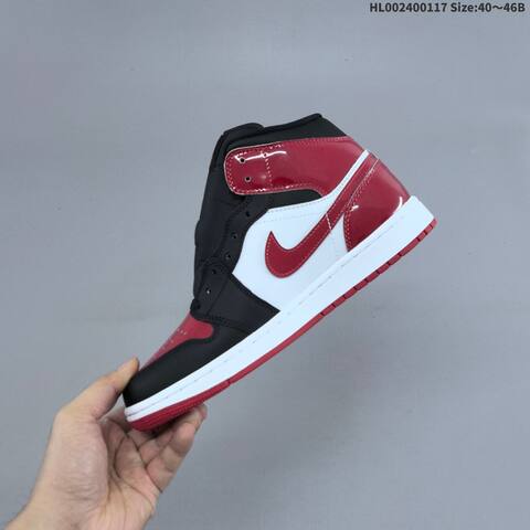 Jordan Air Jordan 1 Mid Black Red White EU 40-46 Basketball - Men's (BS-66943)