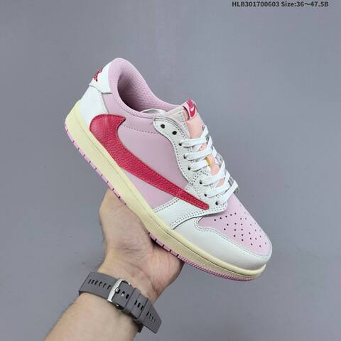 Nike Air Jordan 1 Low x Travis Scott White Pink Cream Pastel 36 47 5 Lifestyle - Unisex (BS-65813)