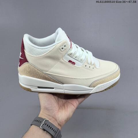 Jordan Air Jordan 3 Retro White Cream Red 36 47 5 Basketball - Unisex (BS-65999)