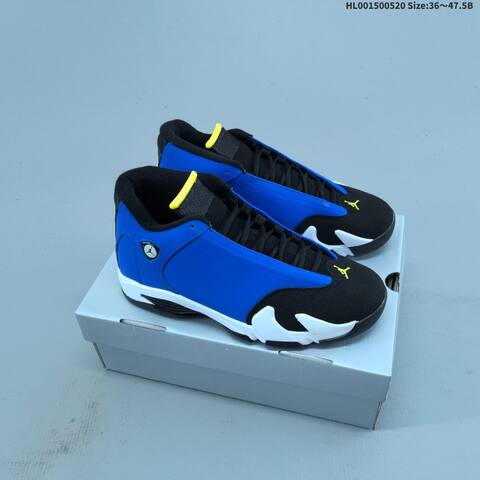 Jordan Air Jordan 14 Retro OG Laney Blue Black White With Yellow Accents 36 47 5 Basketball - Unisex (BS-65911)