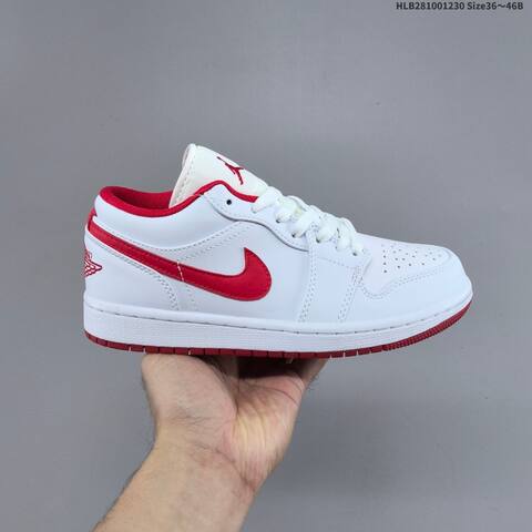 Jordan Air Jordan 1 Low White Red 36 46 Casual - Unisex (BS-67178)