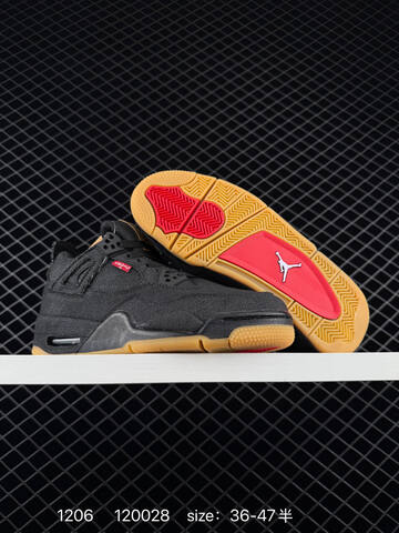 Jordan Air Jordan 4 Retro Levi s White White Red Gum Brown EU 36-47 Basketball Shoe - Unisex (BS-80100)