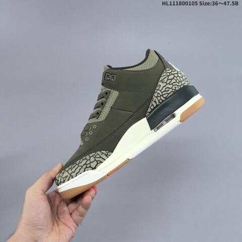 Jordan Air Jordan 3 Retro Olive Green Black White Gum 36 47 5 Basketball - Unisex (BS-67106)