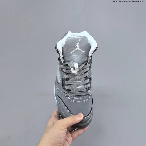 Jordan Air Jordan 5 Retro Wolf Grey White 40 47 Basketball - Men's (BS-65833)
