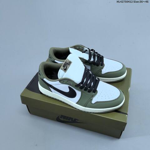 Jordan Air Jordan 1 Low White Olive Green Black EU 36-46 Casual - Unisex (BS-66216)