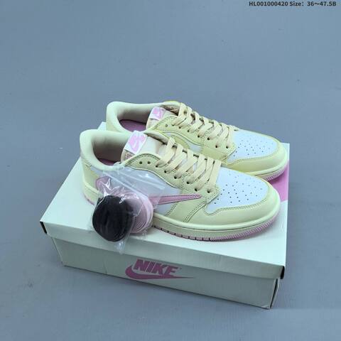 Nike Air Jordan 1 Low Cream White Pink 36 47 5 Lifestyle - Unisex (BS-66122)