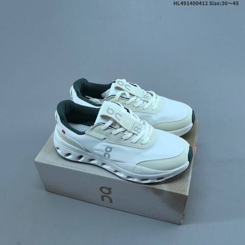 On Running THE ROGER Wildcard White Cream Dark Green EU 36-45 Running Shoe Running Sneakers - Unisex (BS-69617)