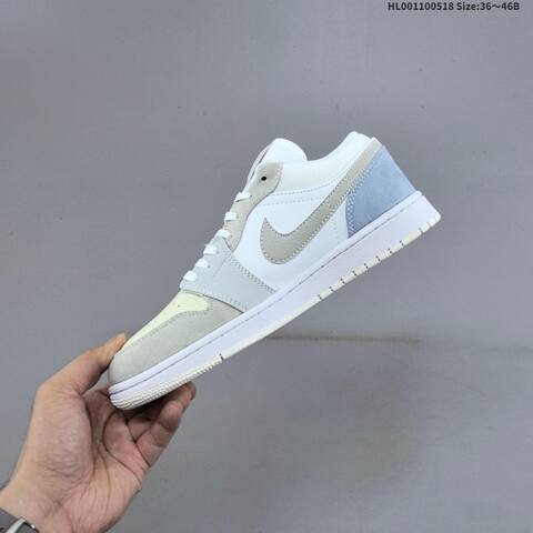 Jordan Air Jordan 1 Low White Light Blue Navy Gray 36 46B Lifestyle - Women's (BS-65934)