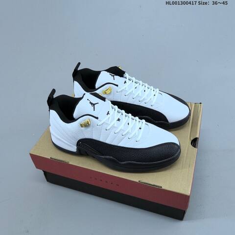 Jordan Air Jordan 12 Retro Low Taxi White Black Gold 36 45 Basketball - Unisex (BS-66160)